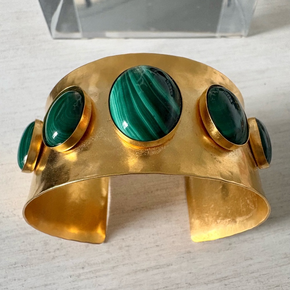 Malachite and 22K overlay cuff Bracelet - Picture 6 of 6